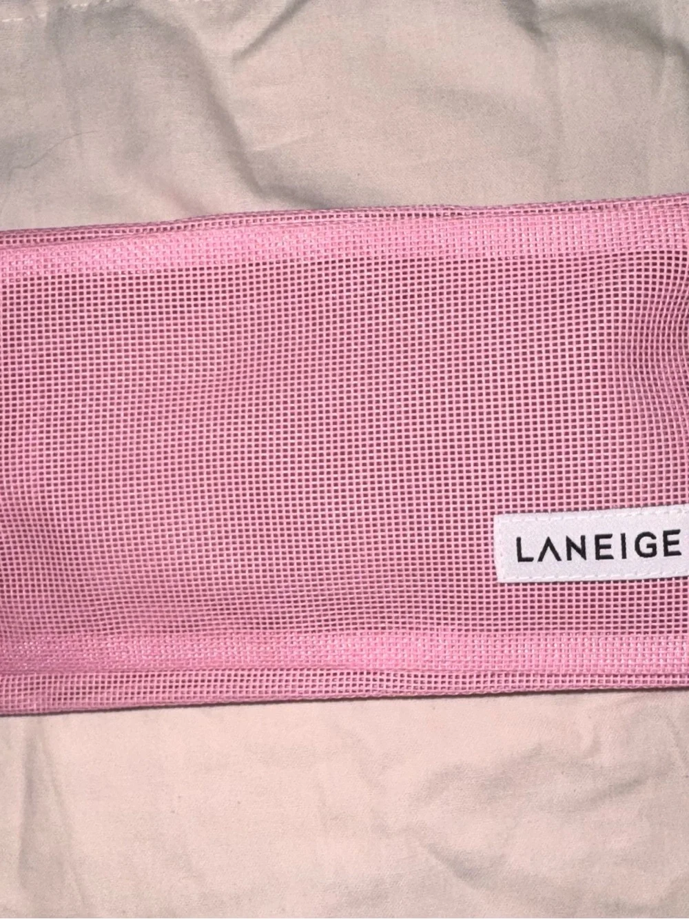 LANEIGE Light Pink Mesh Makeup Pouch